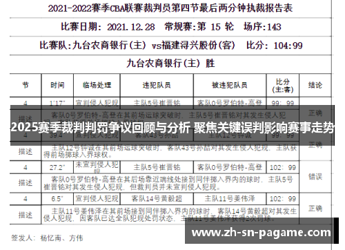 2025赛季裁判判罚争议回顾与分析 聚焦关键误判影响赛事走势 2025赛季裁判判罚争议回顾与分析 聚焦关键误判影响赛事走势