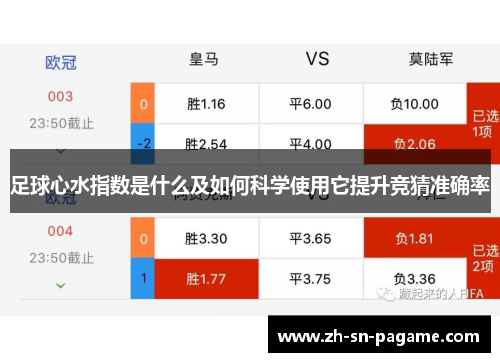 足球心水指数是什么及如何科学使用它提升竞猜准确率 足球心水指数是什么及如何科学使用它提升竞猜准确率